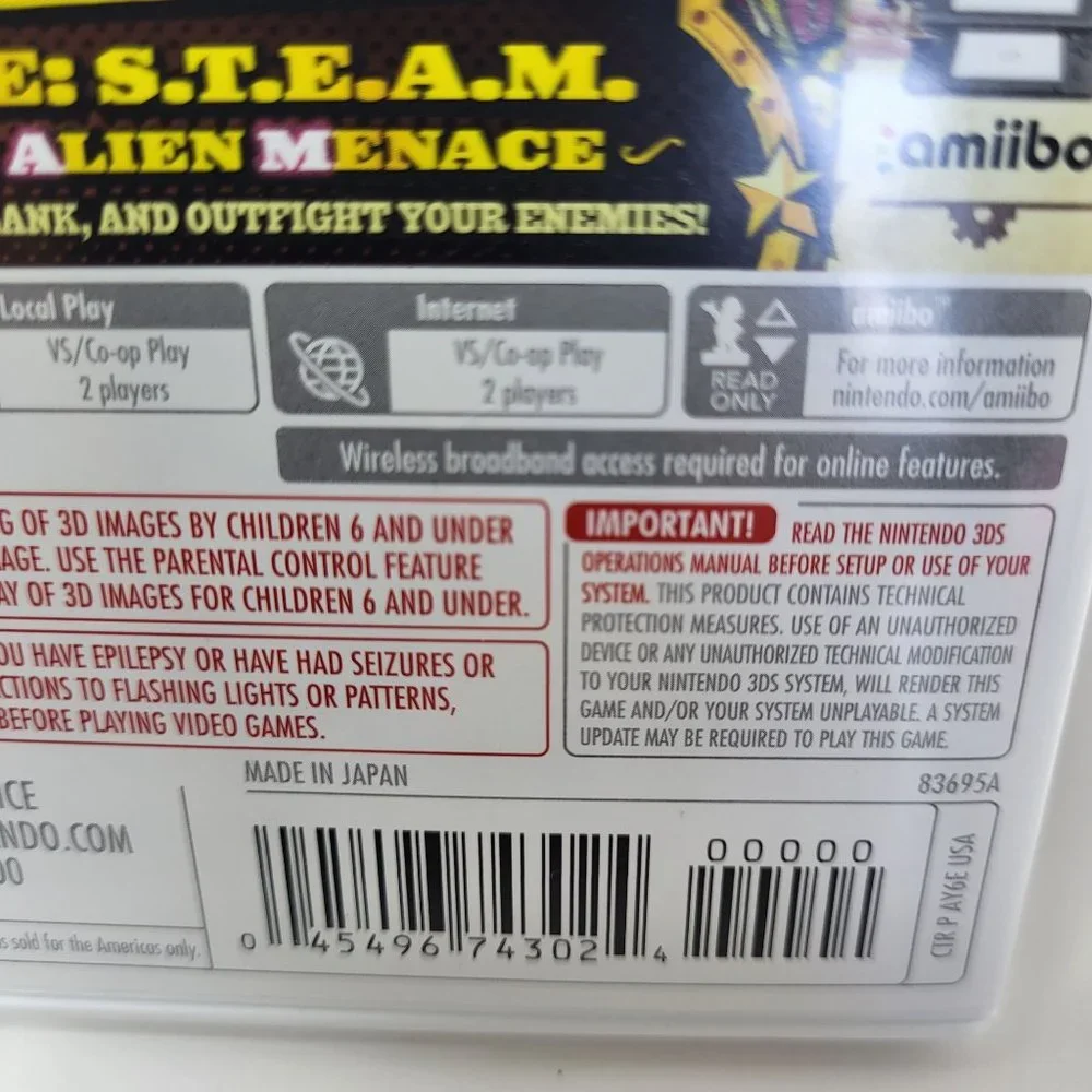 Code Name: S.T.E.A.M. Steam (Nintendo 3DS) Game w/Case‎